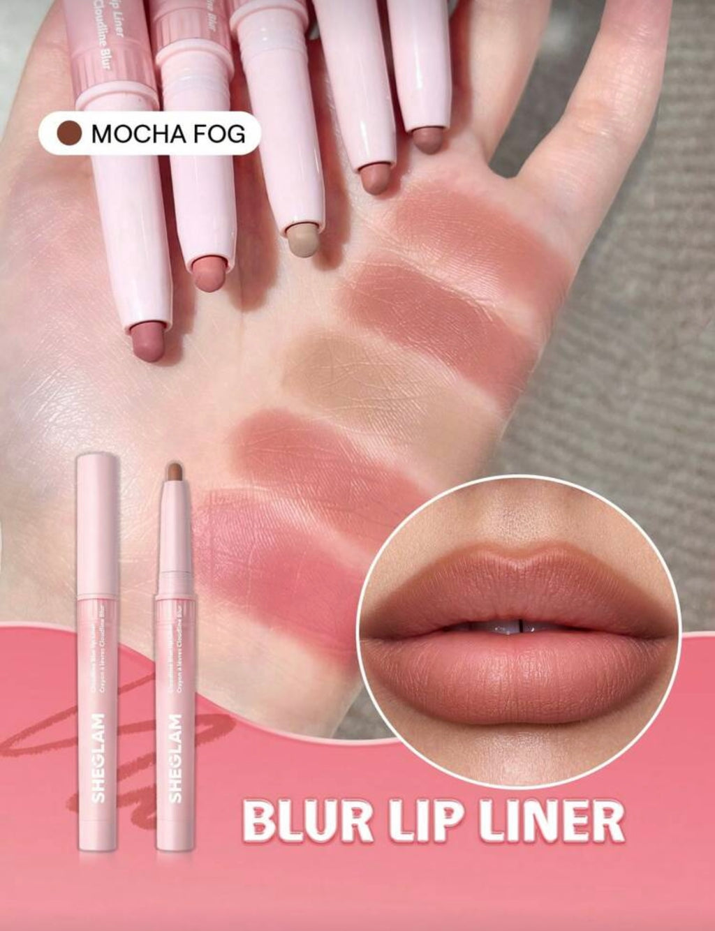 SHEGLAM Cloudline Blur — Delineador de Labios en tono Mocha Fog
