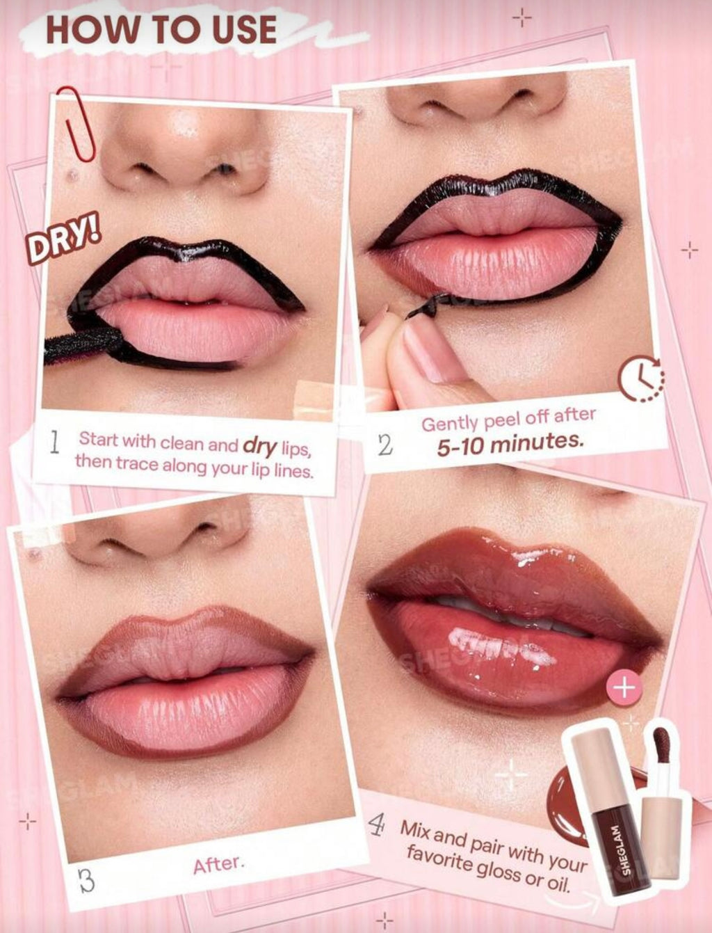 SHEGLAM Fall In Line — Tinte Delineador de Labios Despegable Mauvelous Henna