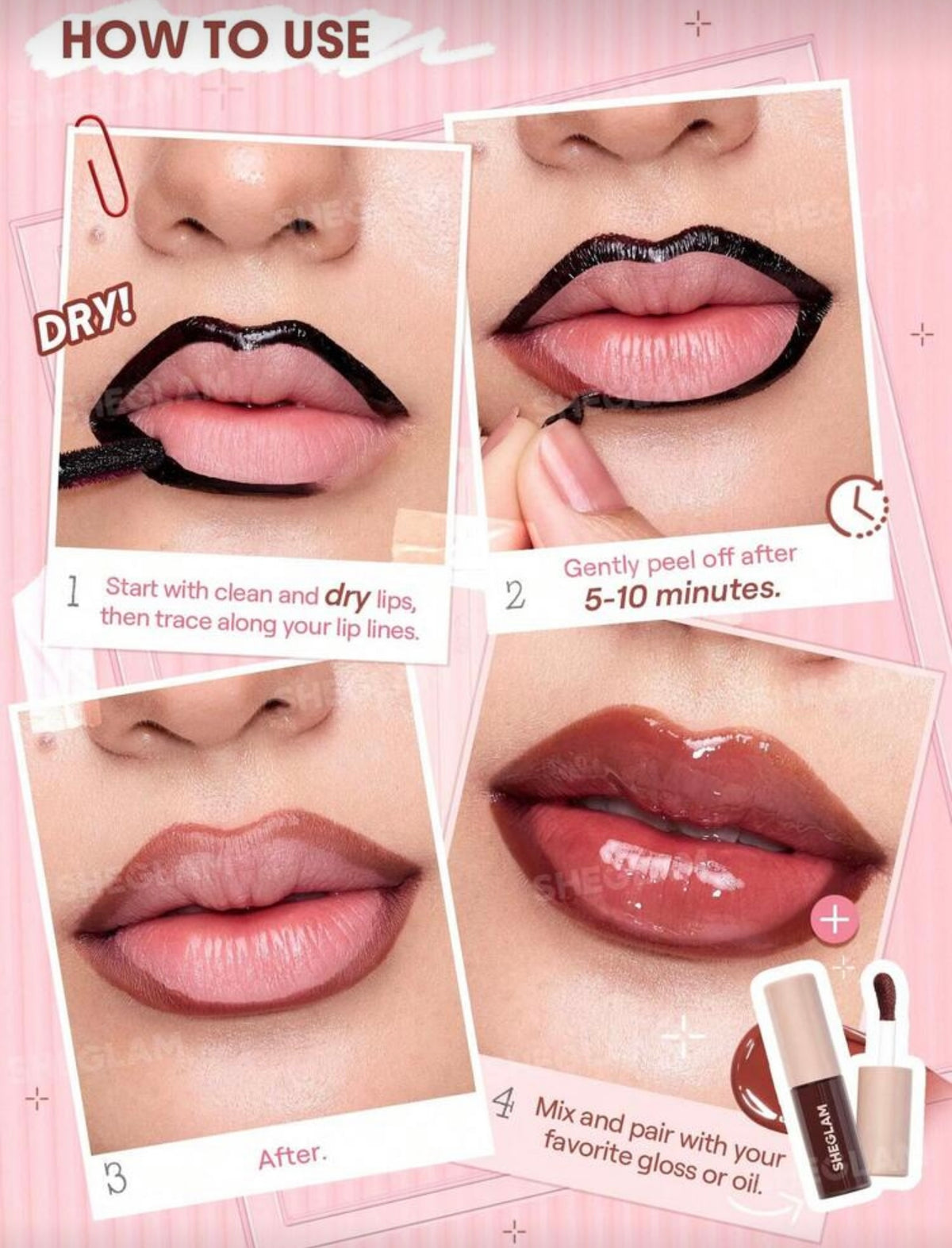 SHEGLAM Fall In Line — Tinte Delineador de Labios Despegable Mauvelous Henna